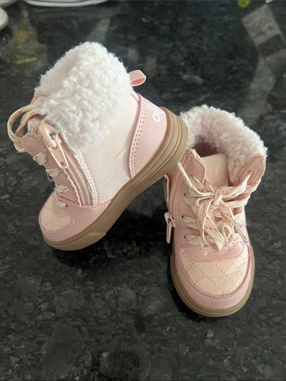 OshKosh B'gosh Light Pink Quilted Faux-Fur Toddler Boots